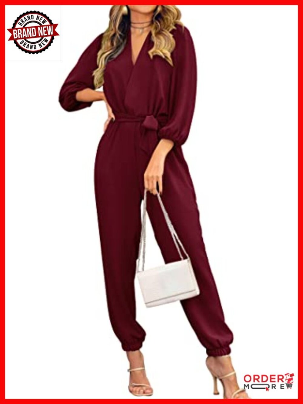 Long Sleeve Belted Jumpsuit with Pockets for Women Dressy Casual Fall